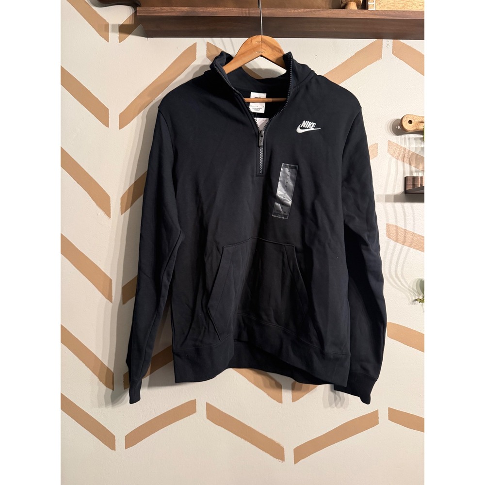 Nike Half Zip Pullover Womens Medium Black Sportswear Club Fleece DQ5838-010 NWT